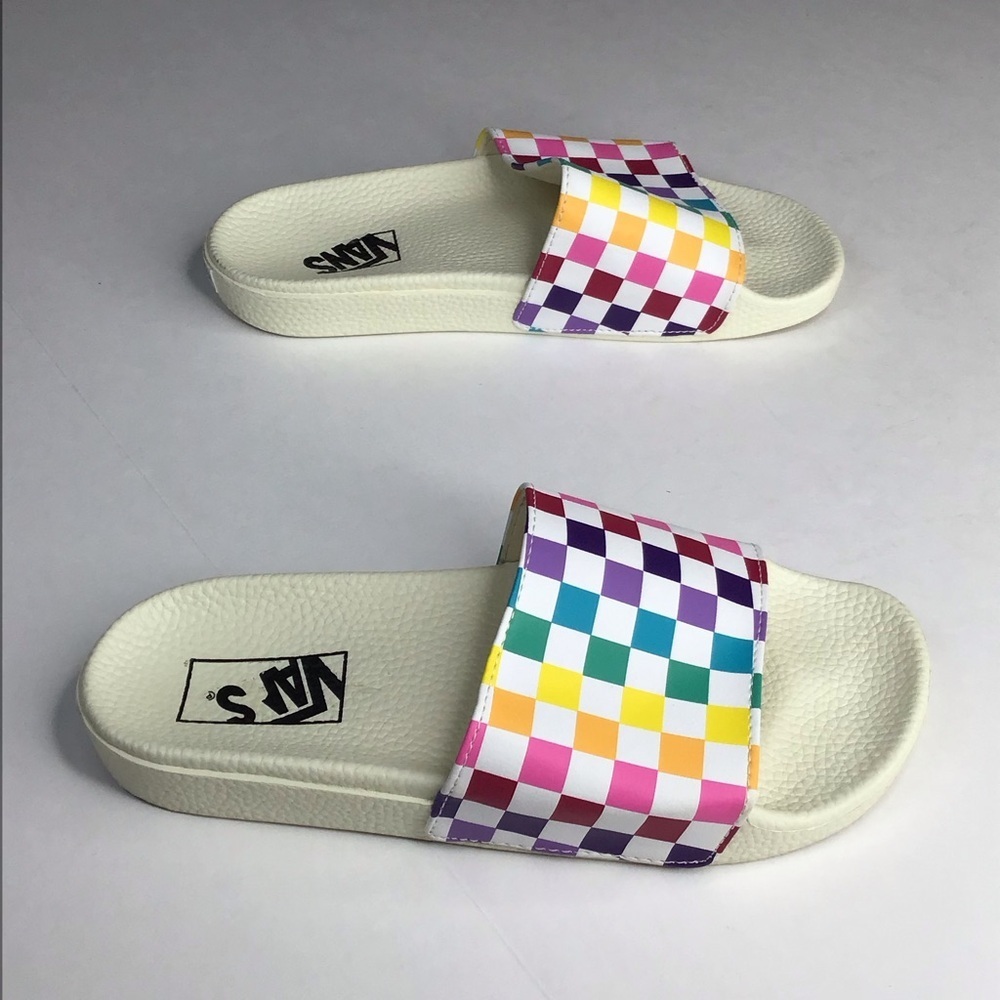 Vans Rainbow Checkered Slides Size 7. - image 6